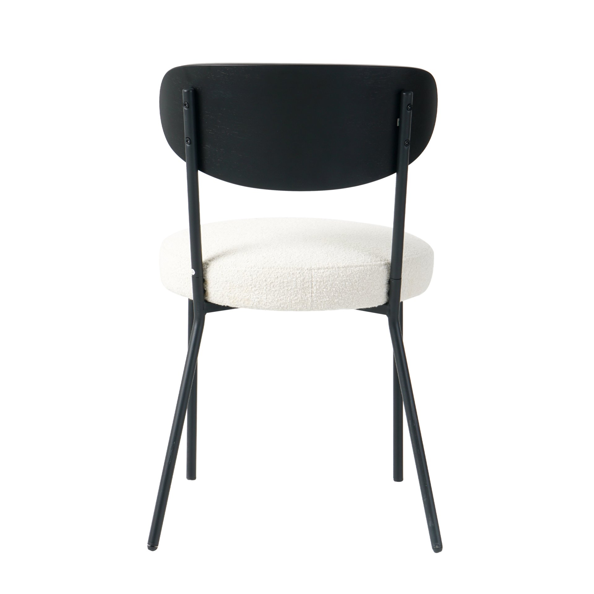 Boucle Modern Kitchen Dining Chair With Bentwood Ash Veneer Back And Black Metal Legs, (Set of 2) - Cream - Image 11