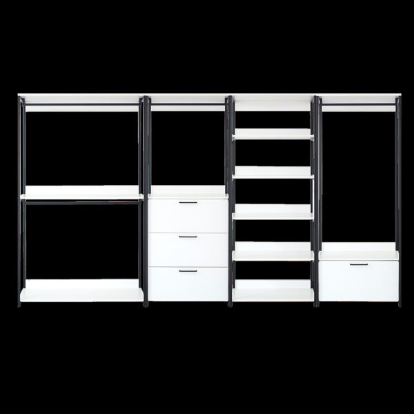 Fiona - Freestanding Walk In Wood Closet System & Metal Frame Durable Storage Solution Melamine - White