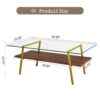 Rectangle Coffee Table, Tempered Glass Tabletop With Gold Metal Legs, Modern Table For Living Room, Transparent Glass - Dark Brown - Image 3