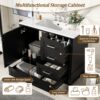 36" Bathroom Vanity With Solid Pine Frame, Soft Close Door And Drawers, Storage Cabinet - Black - Image 5