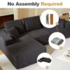 Modular Sectional Sofa With Chaise, L Shaped Cloud Couch With Deep Seat, Sectional Couches For Living Room - Black - Image 5