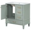 30" Bathroom Vanity Set With Sink, Featuring Soft Close Doors, And 3 Drawer Design - Sage Green - Image 13
