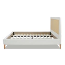 Haley - King Upholstered Cane Back Platform Bed - Antique White