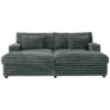Oversized Double Chaise Lounge Sofa Bed Cloud Couch Upholstered Sleeper Sofa Daybed With 2 Supportive Pillows, USB Ports And Cup Holders - Dark Gray - Image 11