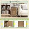 Vintage End Table Flip Top Side Table With USB Ports, 1 Multifunctional Drawer With Cup Holders, Sofa Couch Table With Bookshelf For Living Room And Small Space - Brown - Image 6