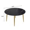 Modern Artificial Stone Round Dining Table With Golden Metal Legs, Can Accommodate 6 People - Black - Image 3