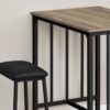 3 Pieces Dining Set, Counter Height, Rectangular, Small, Contemporary - Taupe - Image 2