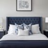 Upholstery Headboard Queen With Tufted Buttons And Nailhead Trim - Navy - Image 6