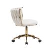 Office Desk Chair, Upholstered Home Office Desk Chairs With Adjustable Swivel Wheels, Ergonomic Office Chair For Living Room, Bedroom, Office, Vanity Study - Beige - Image 7