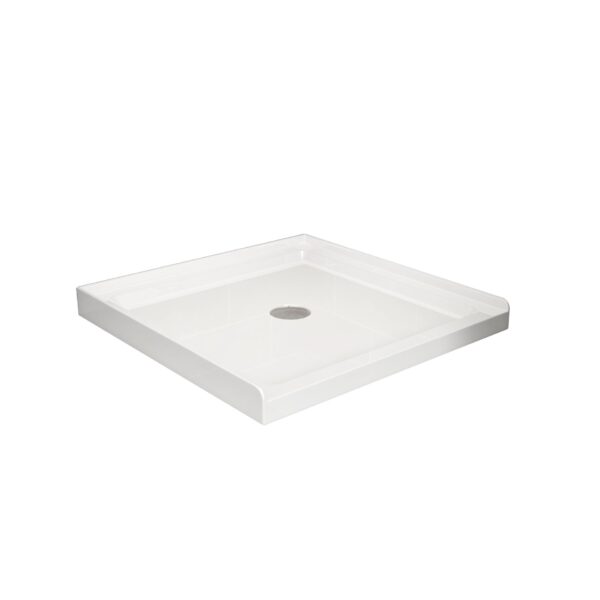 Shower Base Centered Drain Single Threshold Shower Pan - White