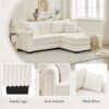2 Seater L Shaped Chaise Sofa With Reversible Cushion Corduroy Fabric, USB - C Charging Port, Storage Pocket, Convertible Left / Right Design For Living Room - Beige - Image 7