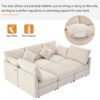 Sectional Sofa Modular U Shaped With Ottoman & USB Ports - Beige - Image 7