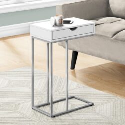 Accent Table, C - Shaped Modern - White