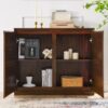 Sideboard, Buffet Cabinet With 2 Outlet Holes, Storage Cabinet For Entryway, Hallway, Living Room, Kitchen, Dining Room, Bedroom - Walnut - Image 11