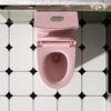 Fan Shaped Design 1 Piece Toilet With Elongated Bowl And Soft Close Seat, Dual Flush 1.1 / 1.6 Gpf - Pink Flower - Image 9
