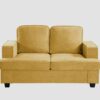 Modern Loveseat, Comfortable 2 Seater Couch With Deep Seating, Loose Back Cushions, Wide Arms - Mustard Yellow - Image 4