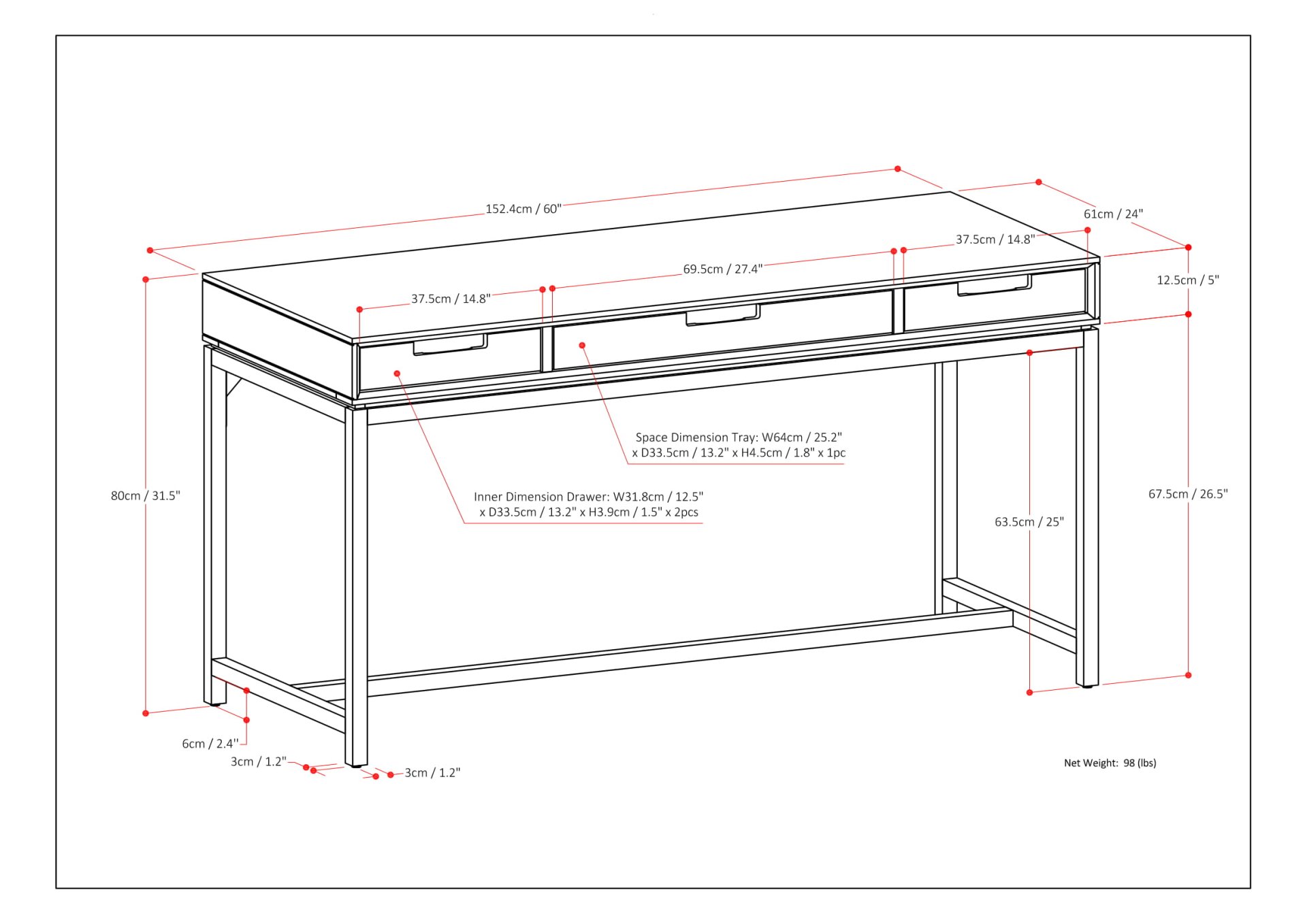 Banting - Mid Century Desk - White - Image 2
