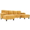 Modern U Shaped Sectional Sofa With Dual Chaise Lounges, Storage Pockets And Armrest Pillows - Yellow - Image 11