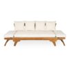 Outdoor Patio Daybed Sofa, 3 Seat Sofa With Foldable Arm 4 Back Pillows - Teak / Beige - Image 7