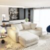 Plush Corduroy 4 Seat Sofa, Modern Comfy Upholstered Sofa Cloud Couch, Deep Seat Couches With Soft Pillows And 2 Ottomans, Convertible Sofa Lounge Chair, For Living Room, Apartment, Office - Beige - Image 4