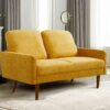 Loveseat Sofa, European Style With Sleek Design, Modern & Vintage Flair, Upholstered 2 Seater Couch - Mustard Yellow - Image 7