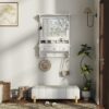 Floating Makeup Vanity With Big Mirror, Wall Mounted Storage Vanity With Drawers, Pockets & Hooks, Space Saving Decorative Home Organizer - White - Image 2