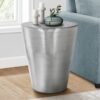 Drum Accent Side Table, Contemporary, Elegant Design - Chrome - Image 8