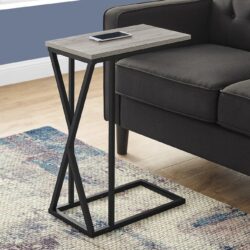 Accent Table, C - Shaped, Contemporary & Stylish - Gray