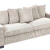 Luxe Corduroy Sofa With 5 Matching Toss Pillows, Sleek Design, Spacious And Comfortable 3 Seater Couch - Ivory - Image 12