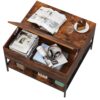 Rustic Flip Top Coffee Table With Hidden Storage - Black / Brown - Image 6