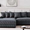 Luxe - Oversized 2 Piece Left Facing Sectional Couches For Living Room, L Shaped Sofa With Chaise - Dark Gray - Image 4