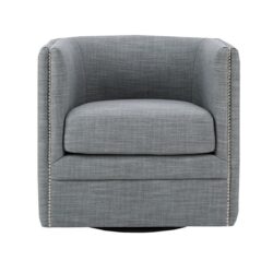 Capstone - Swivel Barrel Chair With Nailhead Accents And Button Tufting - Gray