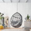 Teardrop Hanging Chair With 8Ft Chain - Gray / Black - Image 2