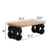 Scroll Base Coffee Table, Rectangular Living Room Table, Accent Table, Centerpiece With Ornate Carved Design - Natural - Image 3