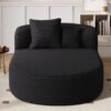 Chaise Lounge Sofa Boneless Couch With Supportive Pillows, Sofa Bed - Black - Image 6