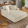 Oversized Chaise, Lounge Chair Classic Design, Soft Fabric, Durable Frame With Solid Wood Legs - Beige - Image 2