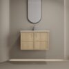 Modern Wall Mounted 30" Bathroom Vanity With Ceramic Sink And Soft Closing Doors - Oak - Image 3