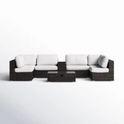 Rattan Patio Seating Group With Cushions, All Weather - Espresso