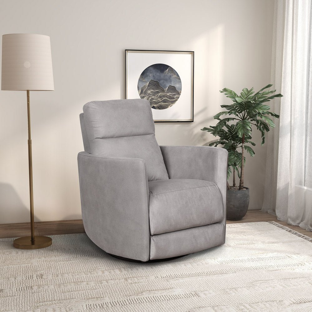 Lawson - Swivel Glider Suede Recliner Chair - Latte - Image 11