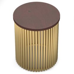 Demy - Metal And Wood Accent Table - Cognac / Gold