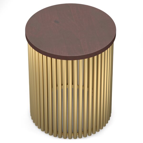 Demy - Metal And Wood Accent Table - Cognac / Gold