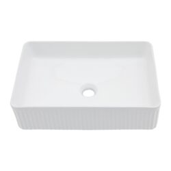 Rectangular Modern Vessel Bathroom Sink - White