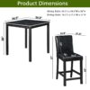 5 Pieces Counter Height Table Set, Wooden Kitchen Table Set With Square Table And 4 Upholstered Chairs, Counter Height Dining Table With Crystal Decoration And Chair Set For Kitchen, Dining Room - Black - Image 3