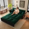 Queen Pull Out Sofa Bed, 3 In 1 Convertible Sleeper Tufted Sofa With 2 Soft Pillows - Green - Image 11