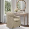 London - Upholstered Skirted Dining Arm Chair With Hidden Casters - Beige - Image 2