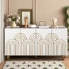 Modern Fluted Sideboard Buffet With Storage, Curve Element, 4 Doors With Adjustable Shelves - White - Image 2