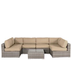 All Weather 6 Person Seating Set With Premium Cushions - Beige