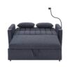 Convertible Sofa Bed Loveseat Sofa With Three USB Ports, Two Side Pockets, Two Cup Holders And 360° swivel Phone Holder For Living Room - Blue Gray - Image 16
