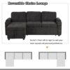 Convertible L Shaped Sofa Couch With Storage, Cup Holders, USB Ports - Black - Image 6