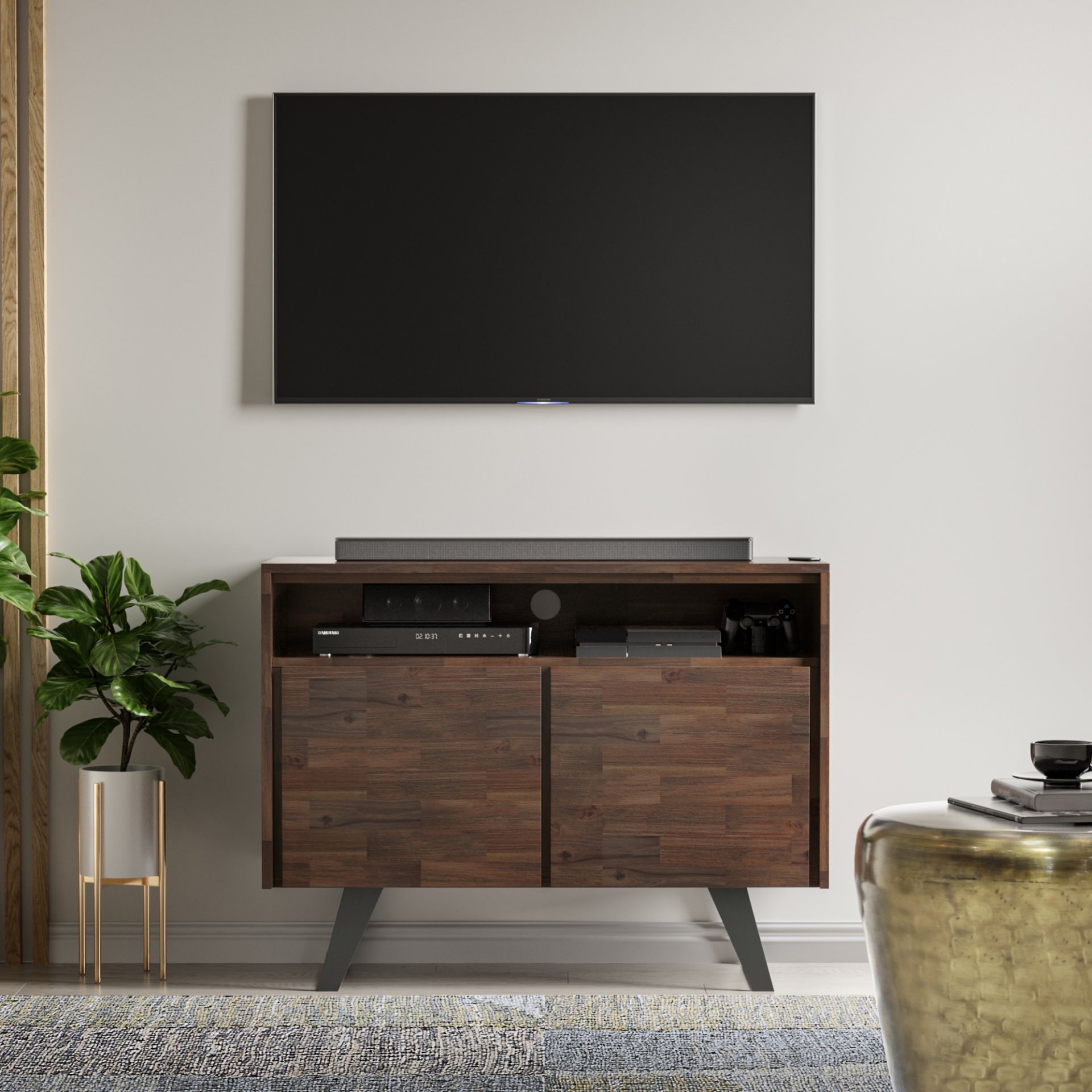 Lowry - Handcrafted TV Media Stand - Distressed Charcoal Brown - Image 11